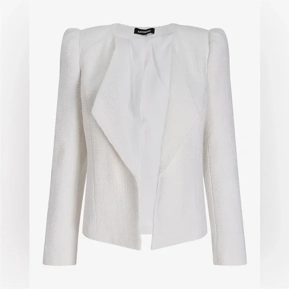 Express White Puff Shoulder Boucle Jacket - Picture 9 of 9